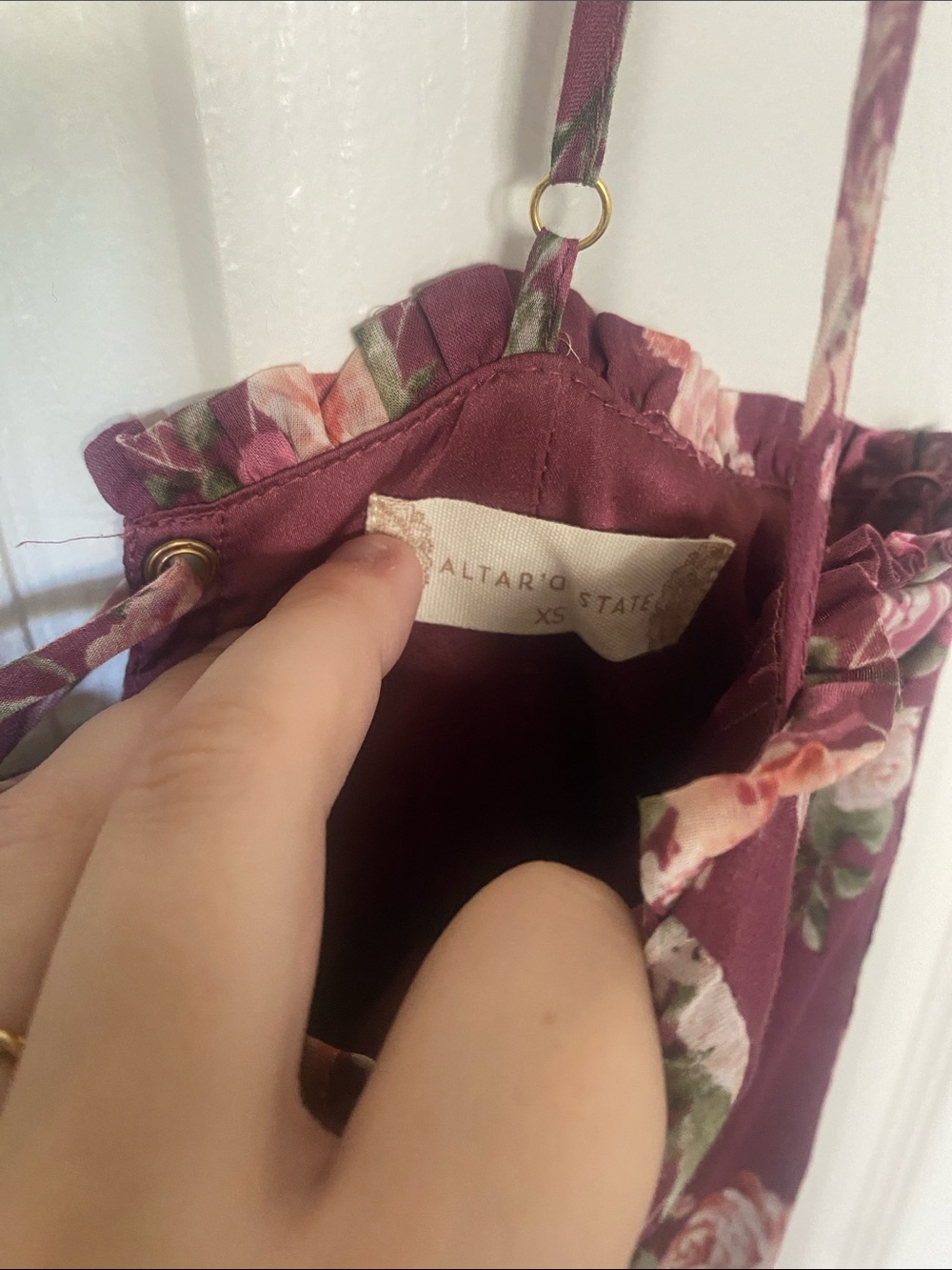 Altar'd State Rose Print Tiered Maxi Dress in Mauve - Picture 3 of 8